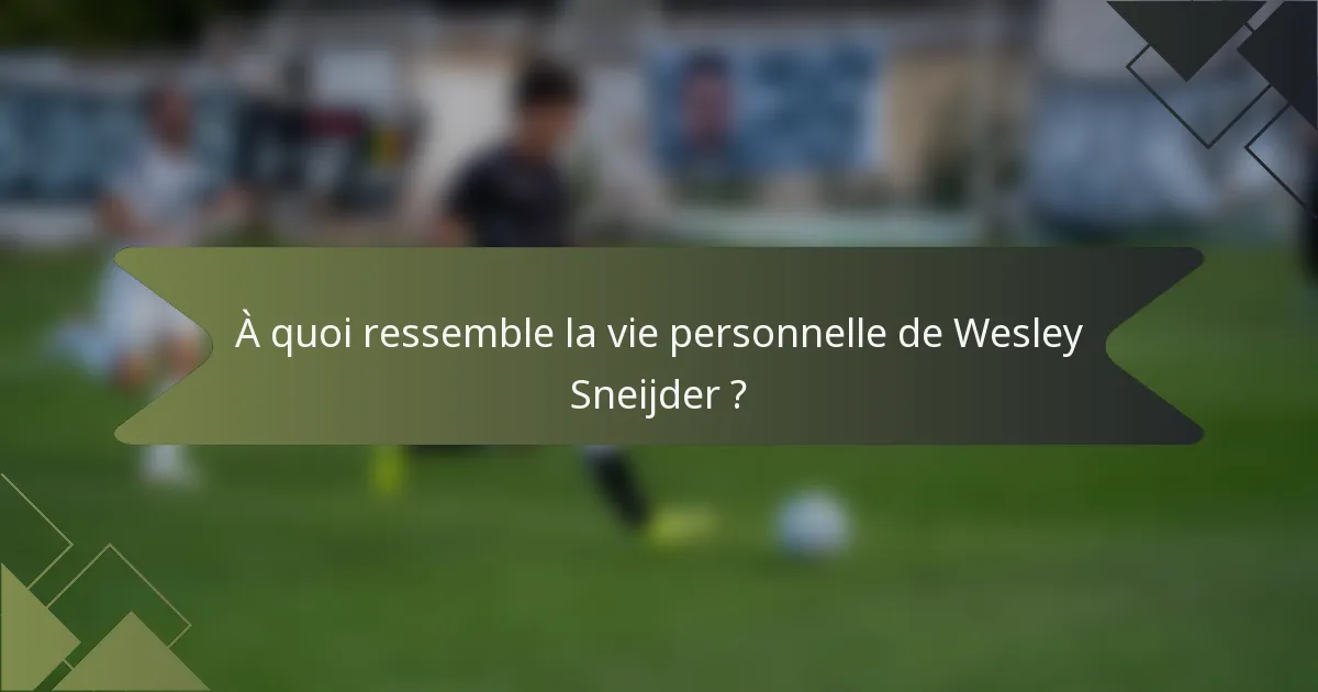 À quoi ressemble la vie personnelle de Wesley Sneijder ?