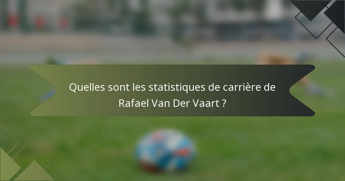 Quelles sont les statistiques de carrière de Rafael Van Der Vaart ?