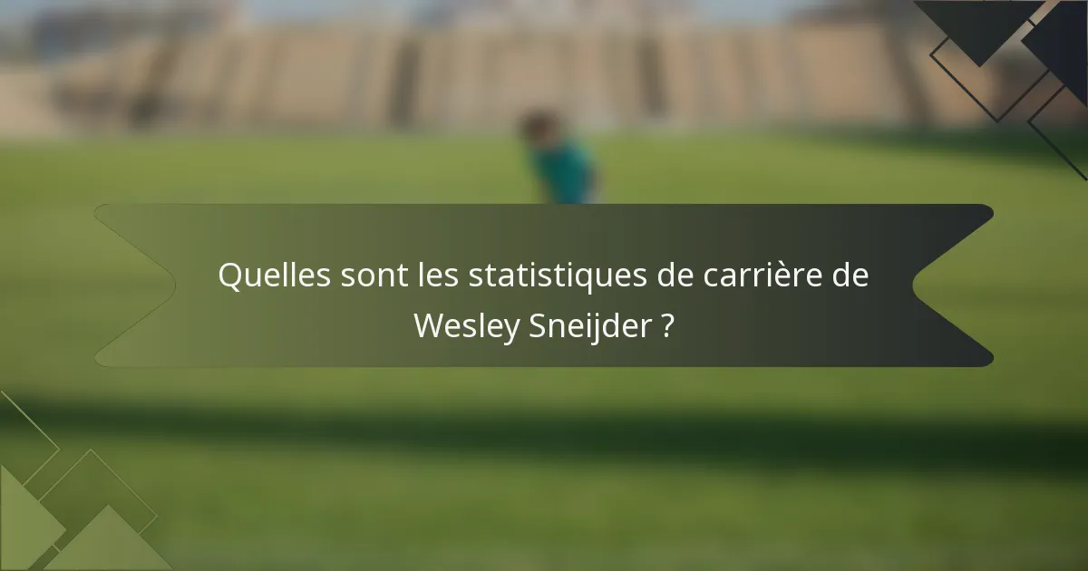 Quelles sont les statistiques de carrière de Wesley Sneijder ?
