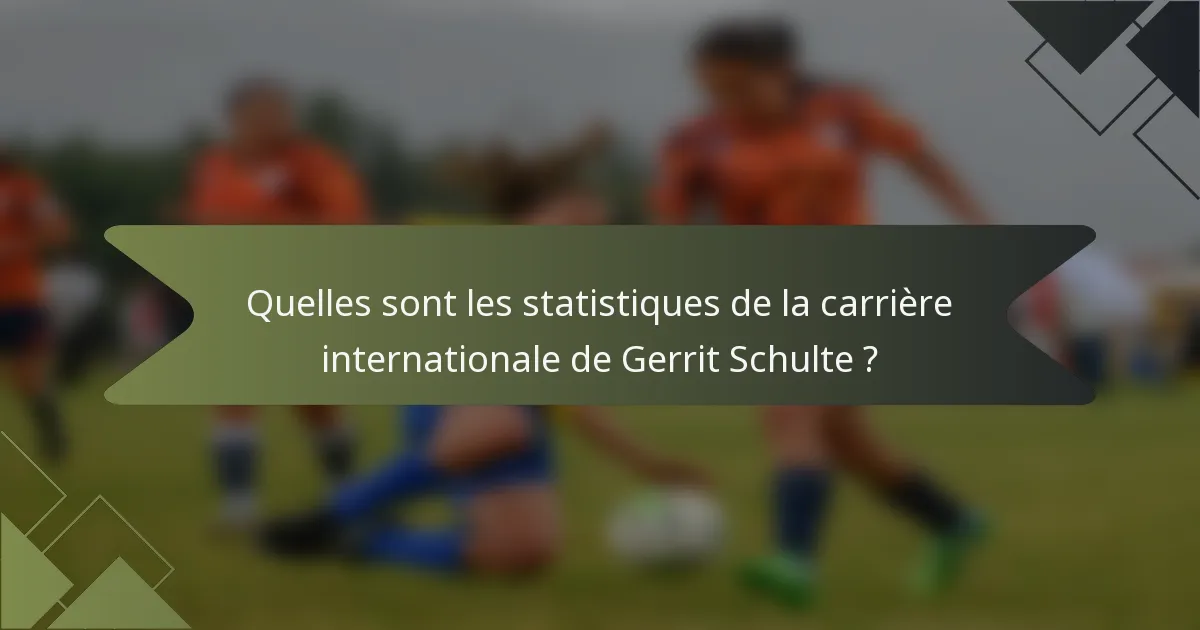 Quelles sont les statistiques de la carrière internationale de Gerrit Schulte ?